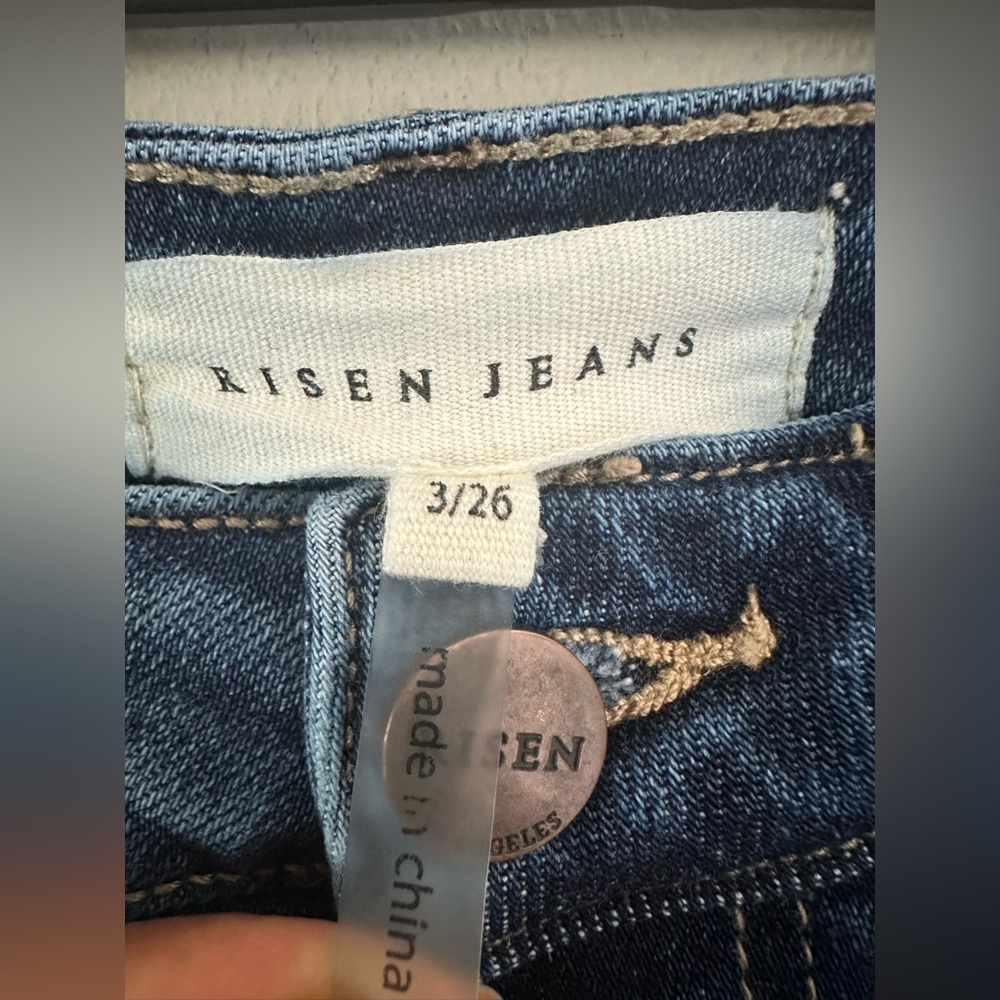 Risen Jeans High Rise Stretch Straight Leg Jeans Size 3/26 - Picture 4 of 10